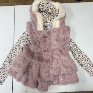 Girls long sleeve shirt and vest set